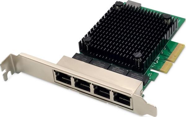 DIGITUS 4 port 2.5 Gigabit Ethernet network card, RJ45, PCI Express, Realtek chipset - Image 1