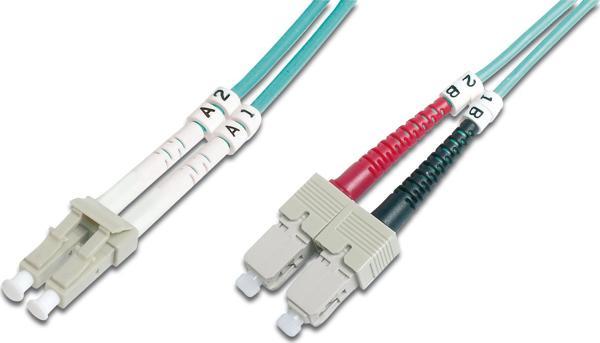 Digitus LC-SC Fiber Optik Patch Kablo, 10 metre, Multimode, Duplex, 50/125, OM3 - Image 1