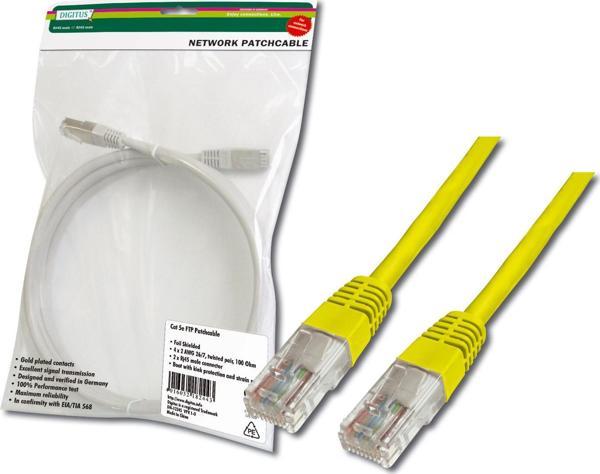 Digitus Patch Kablo, UTP, CAT. 5E, 5 metre, AWG 26/7, Sarı Renk, 3P sertifikalı - Image 1