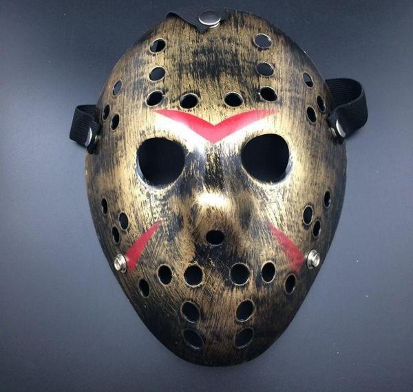 Bakır Renk Kırmızı Çizgili Tam Yüz Hokey Jason Maskesi Hannibal Maskesi - Image 1