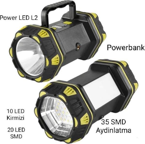 F.B.I F-262 Yeni Güçlü Çift Taraflı Taşınabilir Spot Ve Işıldak USB Powerbank Şarjlı Fener - Image 1