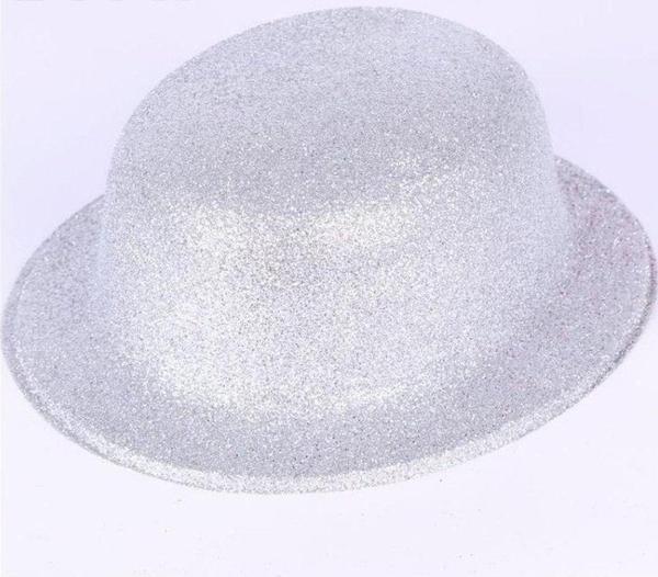 Gümüş Renk Yuvarlak Simli Plastik Parti Şapkası - Image 1