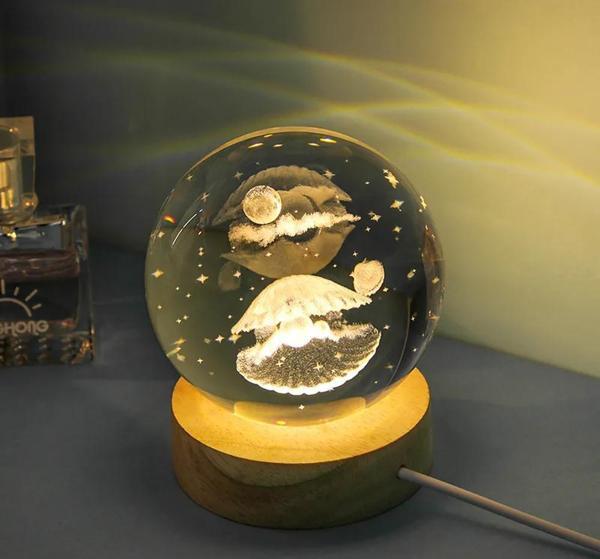 Işıklı Ahşap Altlıklı Cam Küre - Image 1