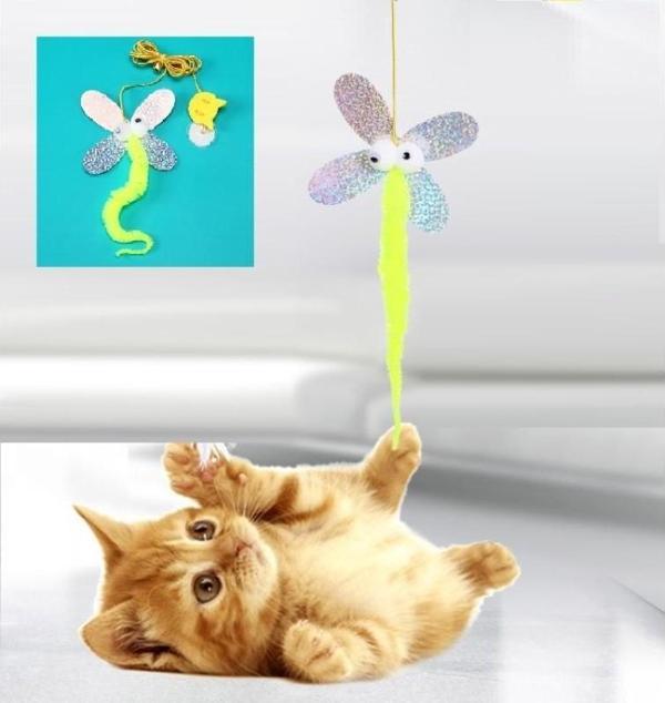 Kelebek Model Elastik Kendinden Yapışkanlı Kedi Oyun Oltası - Image 1