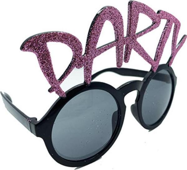 Party Yazılı Simli Pembe Renk Parti Gözlüğü 15x7 cm - Image 1