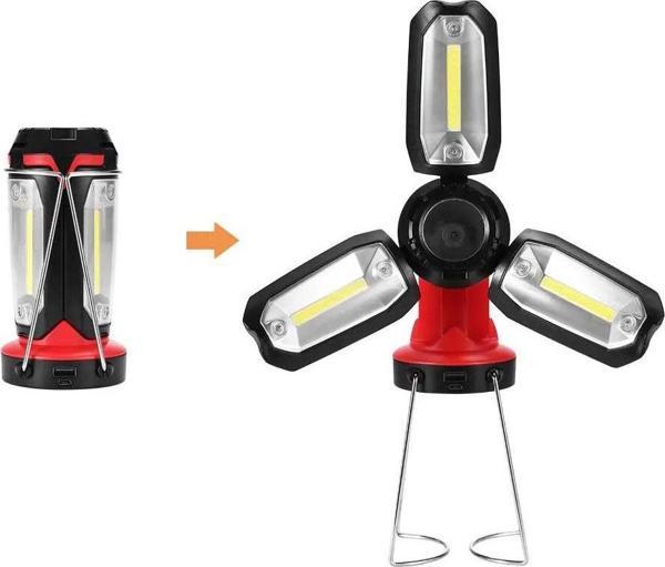 Şarjlı Katlanabilir 3 XCob Led + 3W Led Çok Fonksiyonlu Kamp Feneri P-8801 - Image 1