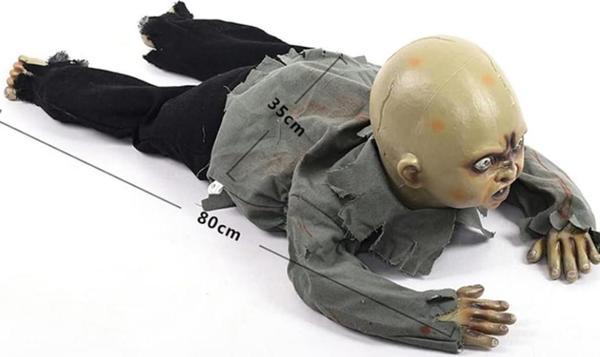 Sesli Işıklı ve Sensörlü Yerde Emekleyen Hareketli Bebek Hayalet Zombi Dekor 30x85 cm - Image 1