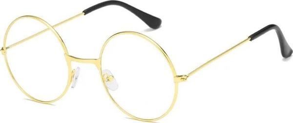 Yuvarlak Cam John Lennon Tarzı Hippi İmaj Gold Çerçeveli Şeffaf Gözlük - Image 1