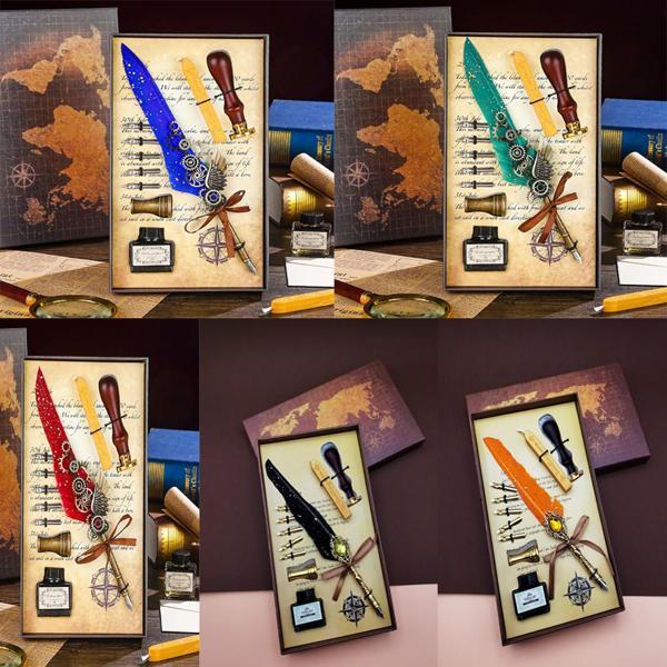 Tüylü Mürekkepli Divit Kalem Seti - Image 1