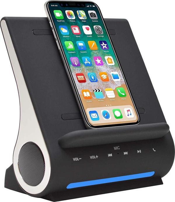 Azpen Dockall D108 Kablosuz Şarj Cihazı, Bluetooth Premium Hoparlörler - Image 1