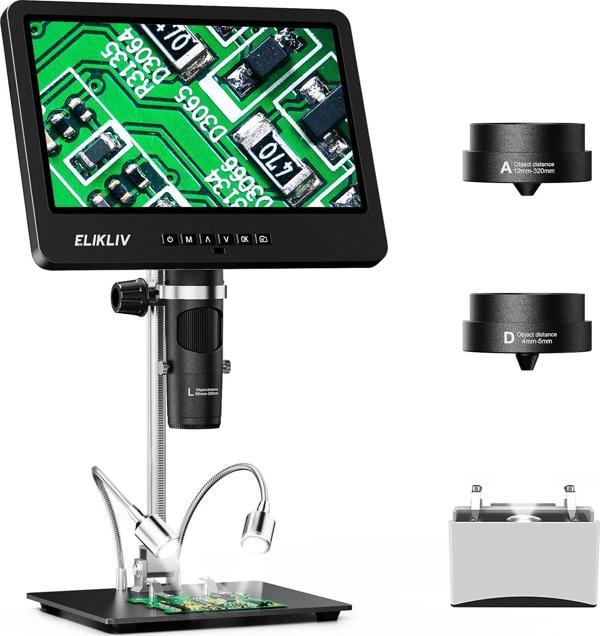 Elikliv EDM601 7 Inc LCD Dijital Mikroskop 3 Lensli 2160P - 24MP - Image 1
