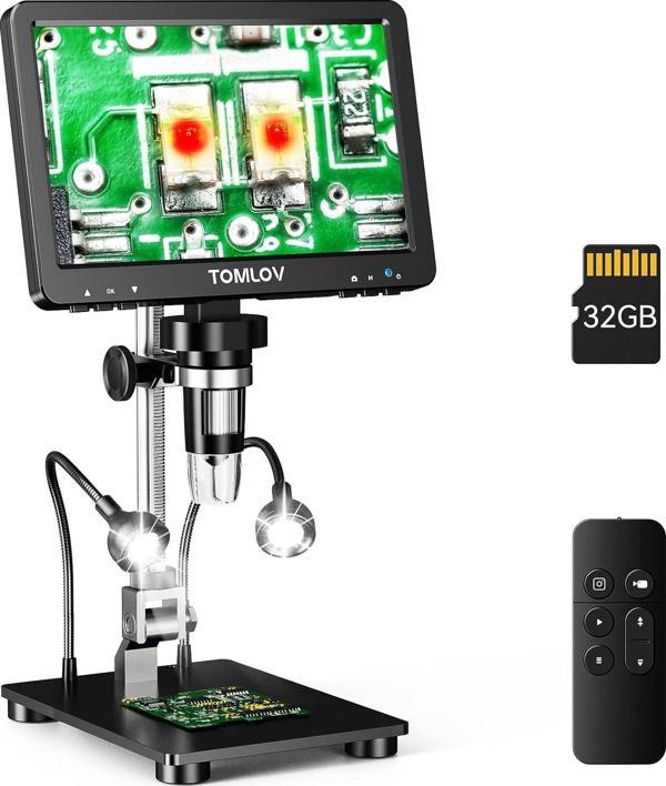 TOMLOV DM9 Pro IPS 7 Inc HDMI Dijital Mikroskop 1200X, 1080P 16MP - Image 1