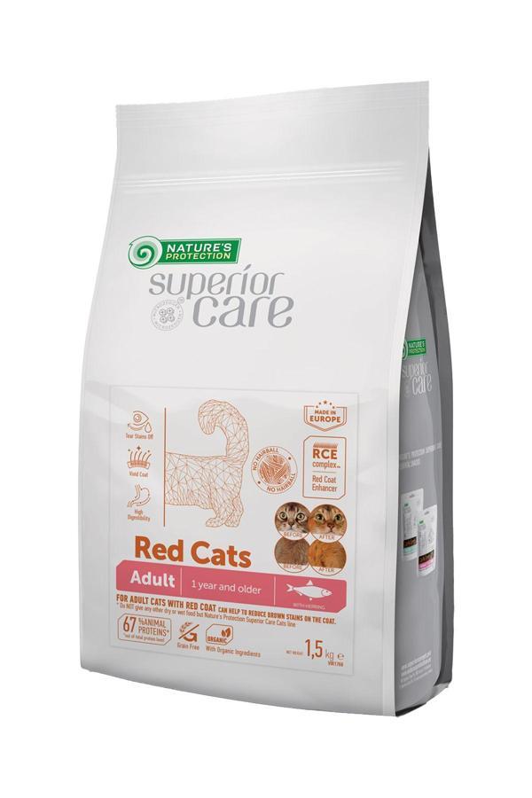 Superior Care Kızıl/kahverengi Tüylü Kediler Için Tahılsız Ringa Balıklı Kedi Maması 1,5kg - Image 1