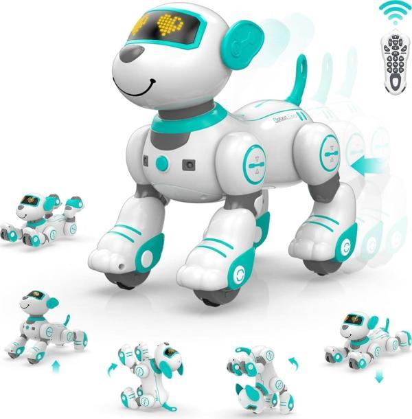 STEMTRON Programlanabilir Uzaktan Kumandalı Robot Köpek - Turkuaz - Image 1