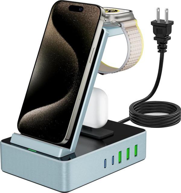 Tacelary 8'İ 1 Arada 100W Alüminyum Alaşımlı Şarj İstasyonu - Mavi - Image 1