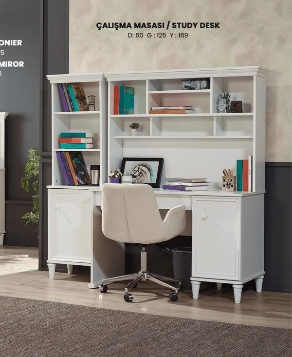 Çalışma masa Urlu DREAM kitaplık  İnovasyon Model Beyaz Renk koltuk DEMONTE ürün - Image 1