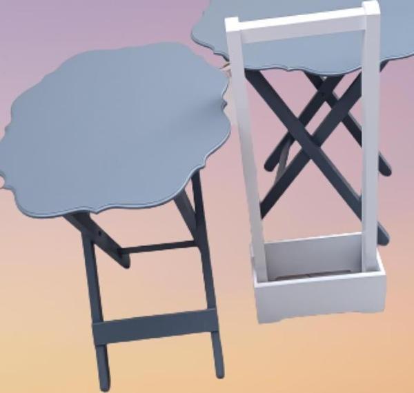 Çanta Zigon 90079 Sehpa Yonca Model 2 li Tk Ahşap MDF Gri Renk Kutu sevk El Yapım - Image 1