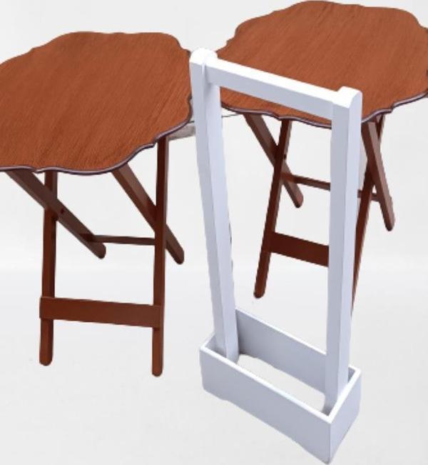 Çanta Zigon 90080 Sehpa Yonca Model 2 li Tk Ahşap MDF Parlak Ceviz Renk Kutu sevk - Image 1