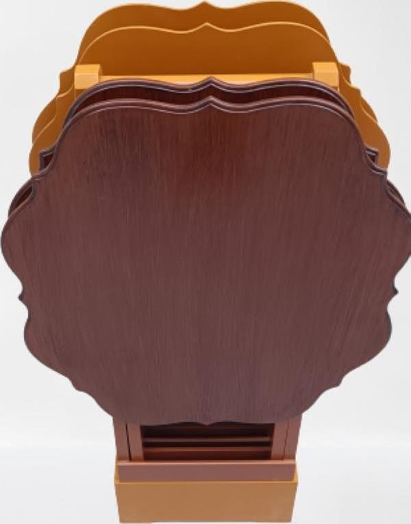 Çanta Zigon 90085 Sehpa Yonca Model Ahşap MDF Ceviz ve Hardal Renk Uyum El Yapım - Image 1