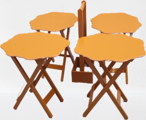 Çanta Zigon 90087 Sehpa Yonca Tk Dörtlü Model Ahşap MDF Hardal Renk Uyum El Yapım - Image 1