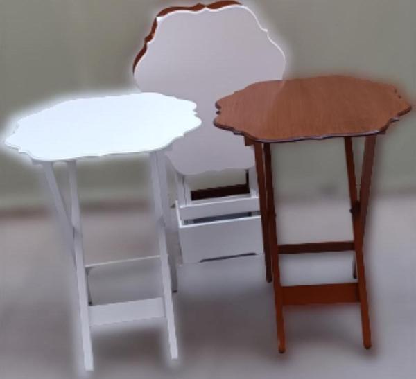 Çanta Zigon 90092 Sehpa Yonca Model Ahşap MDF Ceviz ve Beyaz Renk Uyum El Yapım - Image 1