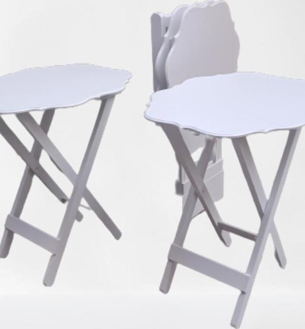 Çanta Zigon 90094 Sehpa Yonca Takım Model Ahşap MDF Parlak Beyaz Lake Renk Elyapı - Image 1