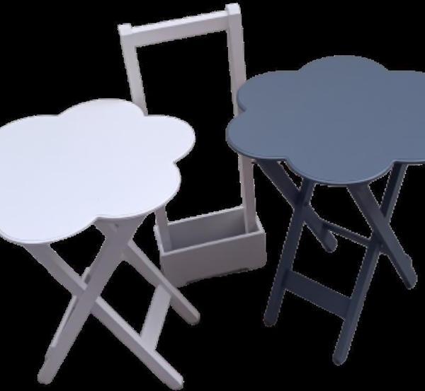 Çanta Zigon 90101 Papatya  Model 2li Tk Ahşap MDF Beyaz-Gri Renk Uyum El Yapım - Image 1