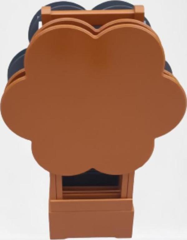 Çanta Zigon 90108 Sehpa Papatya Model Ahşap MDF Gri ve Hardal Renk Uyum El Yapım - Image 1