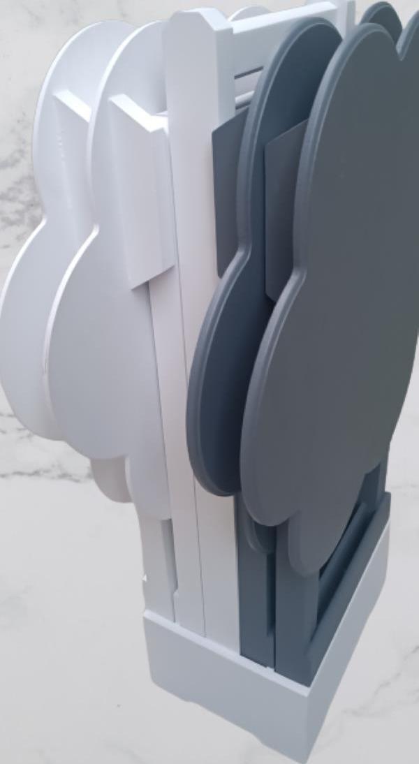Çanta Zigon 90112 Papatya sehpa Model Ahşap Mdf Beyaz ve Gri Renk Uyum El Yapım  - Image 1