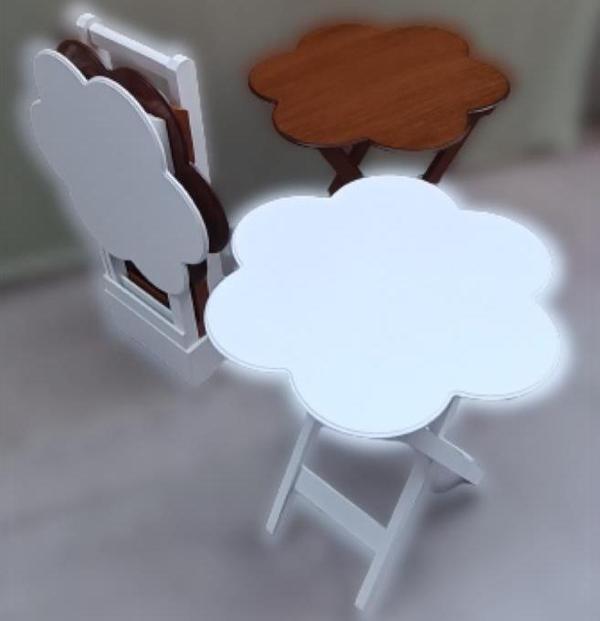 Çanta Zigon 90113 Papatya sehpa Dörtlü Model Ahşap MDF Ceviz Beyaz Uyumu El Yapım - Image 1