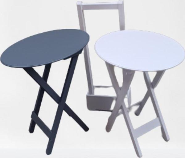 Çanta Zigon 90121 Sehpa Oval Model İkili Takım Mdf Gri-Beyaz Renk Uyumu El Yapımı - Image 1