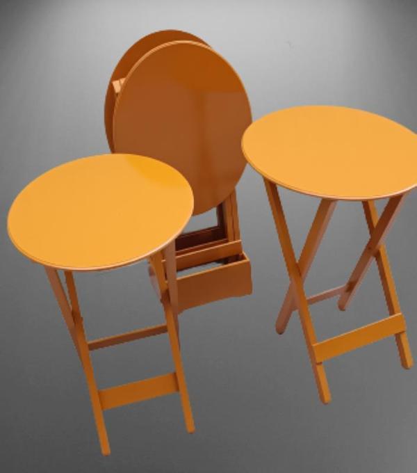 Çanta Zigon 90130 Sehpa Oval Dörtlü Model Ahşap MDF Hardal Renk Uyum El Yapımı  - Image 1
