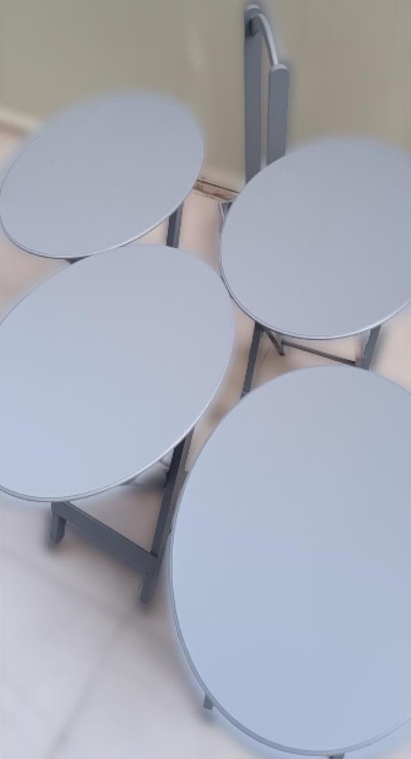 Çanta Zigon 90133 Sehpa Oval sehpa 90133 Model Dörtlü Ahşap MDF Gri Renk El Yapım - Image 1