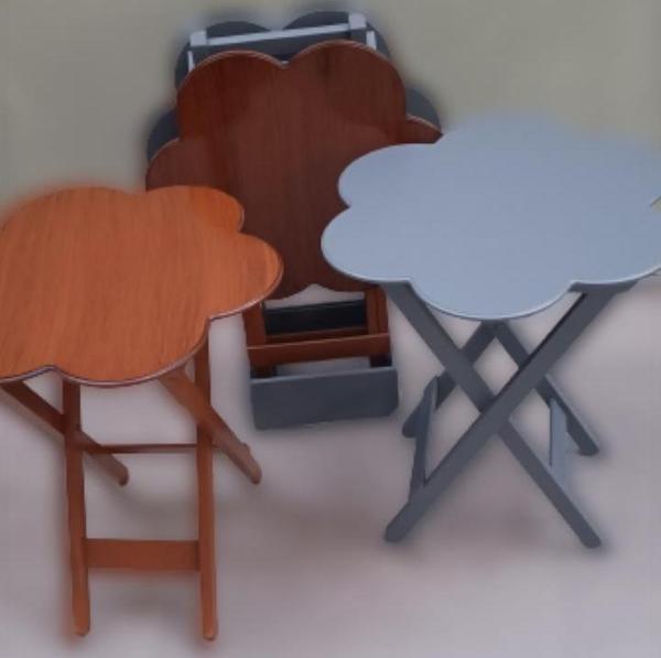 Çanta Zigon 9109 Sehpa Papatya Model Ahşap MDF Ceviz ve Gri Renk Uyum El Yapımı - Image 1