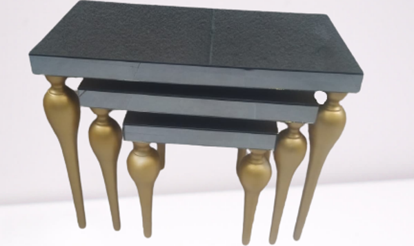 Zigon ILGZ 12386 TOMBUL Model Kayın MDF tabla gold ayak Füme cam Kaplama Elyapım - Image 1