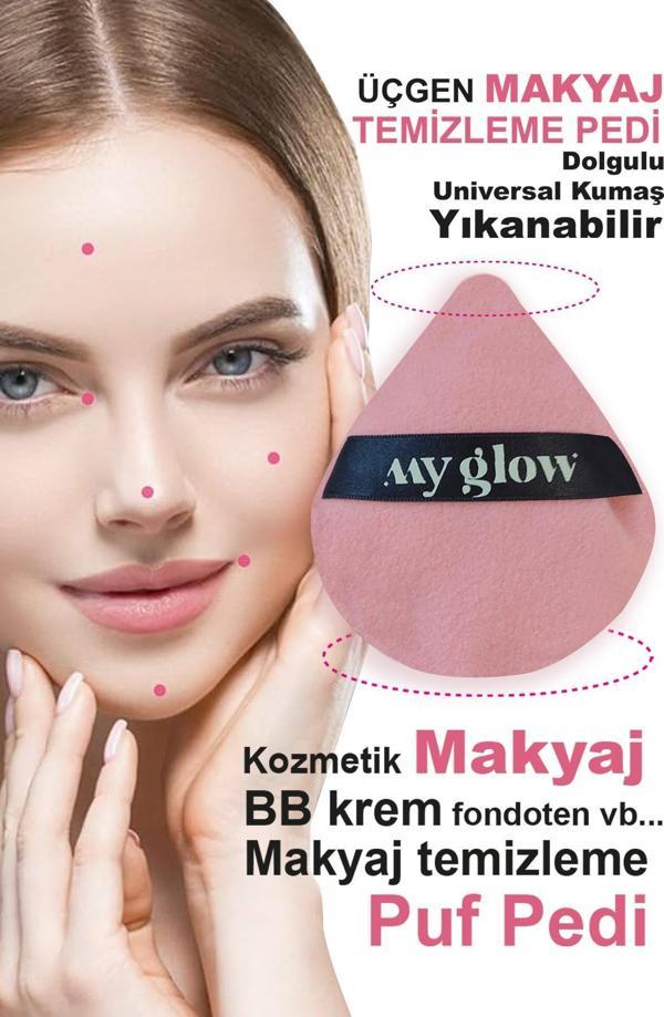 1 Adet Üçgen Makyaj Temizleme Pedi Dolgulu Universal Kumaş Yıkanabilir - Image 1