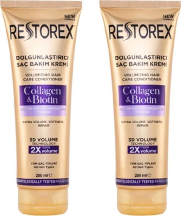 Restorex Dolgunlaştırıcı Collagen & Biotin Saç Bakım Kremi 2 x 250 ML - Image 1