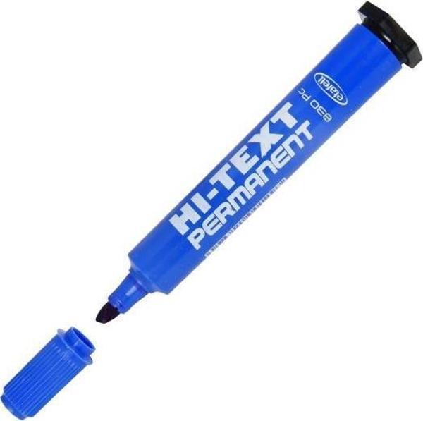 Hi-text 830 C Permanent Koli Kalemi Kesik Uç Mavi -12'li - Image 1