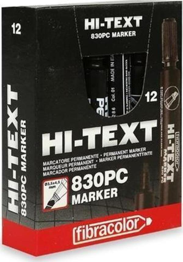 Hi-text 830 C Permanent Koli Kalemi Kesik Uç Siyah-12'li - Image 1
