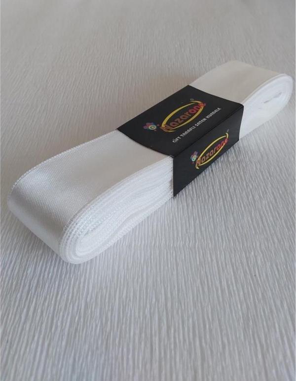 Nazarone Saten Kurdele 3CM/10METRE BEYAZ - Image 1