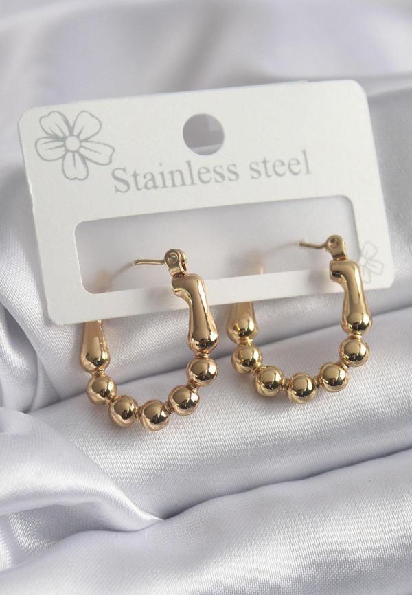 316L Çelik Gold Renk Topçuk Halka Model Kadın Küpe - Image 1