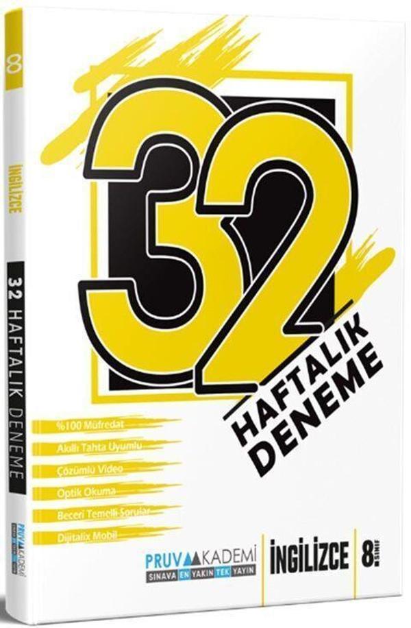 8. Sınıf İngilizce 32 Haftalık Deneme - Pruva Akademi - Image 1