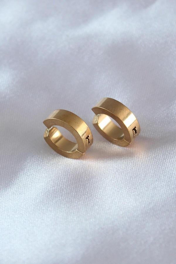 316L Çelik Gold Renk Sıkıştırmalı Erkek Küpe - Image 1