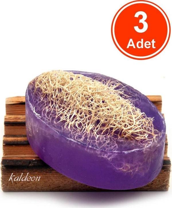 Kabak Lifli El Yapımı Doğal Lavanta Yağı Sabunu 120 G x 3 Adet - Image 1
