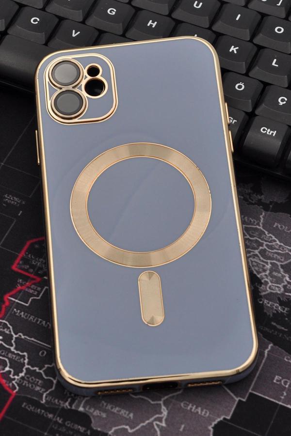 iPhone 11 Uyumlu MagSafe Özellikli Mavi Renkli Lens Korumalı Kılıf  - Image 1