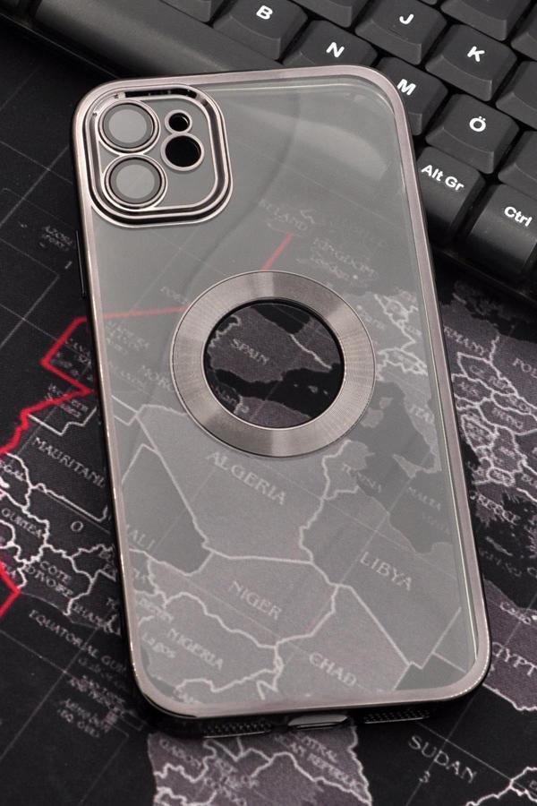 iPhone 11 Uyumlu Siyah Renkli Kenarlı Lazerli Şeffaf Kılıf Lens Korumalı - Image 1