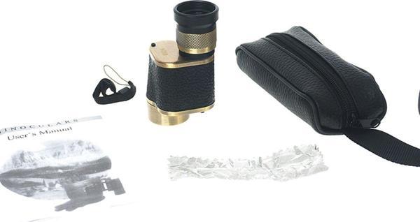 6X24 Baigish Askeri Tarzi Pirinç Ve Deri Kaplamalı Deri Çantalı Monocular Dürbün Sarı - Image 1