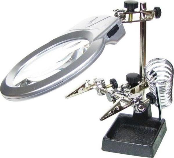 Ayarlanabilir Başlıklı Elektronikçi Yardım Lehim Standı Ile Ledli Büyüteç - Image 1