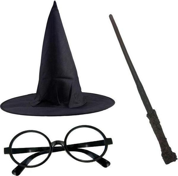 Harry Potter Siyah Şapkası Harry Potter Gözlüğü Harry Potter Asası 3 lü Set - Image 1