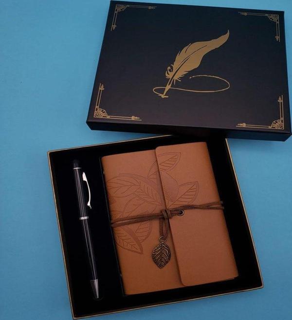 Taba Deri Defter Ve Kalem Set - Image 1